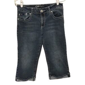 Flavour by Bubblegum Blue Capri Jeans Women’s Size 12 Stretch Cuffed Hem Denim